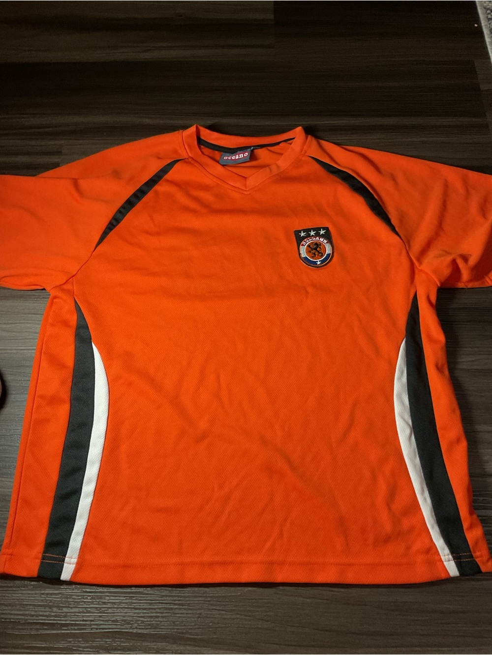 Oceano Unlicensed Netherlands Orange Athletic Jersey with Contrast Panels size L